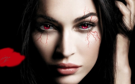 Tokyo Ghoul - fantasy, megan fox, girl, tokyo ghoul, demon, luminos, red eyes