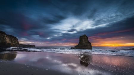 Ocean Beach,California - nature, ocean, beach, clouds, crag, sea, coast, rocks