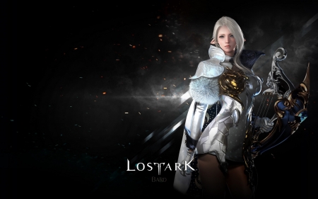 Bard - game, fantasy, white, lost ark, girl, bard, luminos