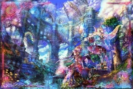 The dawn - girl, l aurore, luminos, pink, blue, anime, yuu melancholy, manga