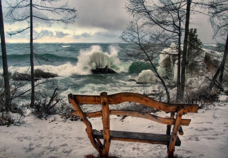 Winter 2018 - snow, sea, winter, beach