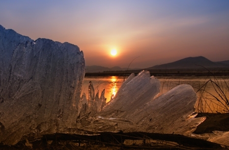 Winter Sunset - winter, sunset, nature, sun