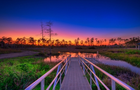 Burning Sky - Burning, Sunset, River, Intense, Lake, Pond, Walkway, Creek, Colorful, Sky