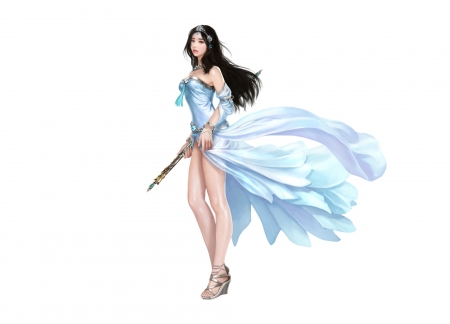 Fantasy girl - game, fantasy, white, blue, girl, hotduck yoon, asian