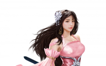 Princess - white, hotduck yoon, fantasy, pink, game, girl, princess, asian