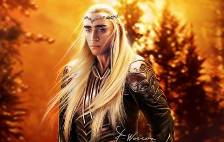 Thranduil - yellow, thranduil, dominiquewesson, man, elf, fantasy, king, blond, luminos