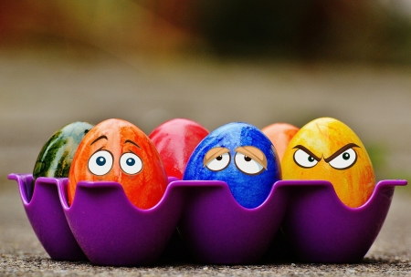 Happy Easter! - easter, colorful, purple, funny, face, egg