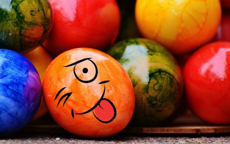 Happy Easter! - easter, colorful, funny, face, egg, orange, card