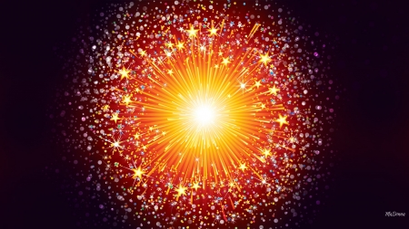 Exploding Stars - bright, explosion, abstract, stars, light, fireworks