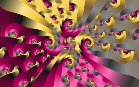 Colorful Fractal - fractal, yellow, pink, colors, gray