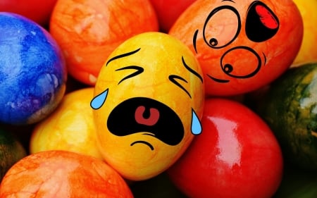 Happy Valentine's Day! - face, red, funny, egg, yellow, blue, easter, card, orange, tears, colorful