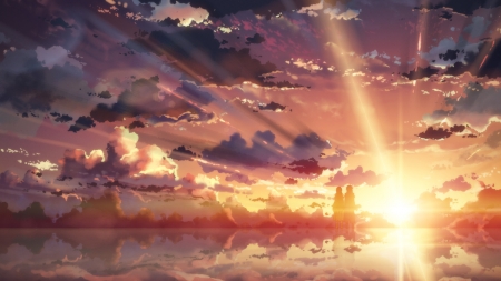 Sunshine - anime, sunset, sunshine, love, sky