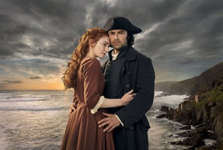 Poldark (TV Series 2015– ) - actor, Aidan Turner, tv series, girl, man, actress, redhead, Eleanor Tomlinson, poldark, couple