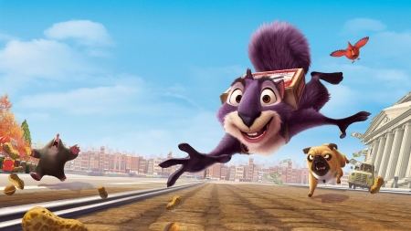 The Nut Job 2: Nutty by Nature (2017) - veverita, squirrel, movie, animation, poster, purple, blue, the nut job 2, nutty by nature