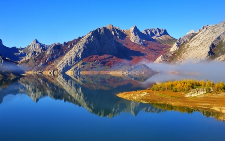 Nature beauty - mountains, lake, blue sky, reflection