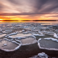 Winter Lake at Sunset