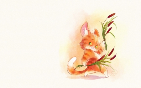 Kitten - art, cat, orange, pisica, fantasy, kitten, victoria osheleva