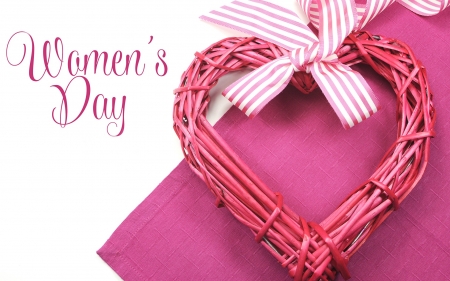 Women's Day ~ March 8 - heart, ribbon, March 8, bow, Womens day