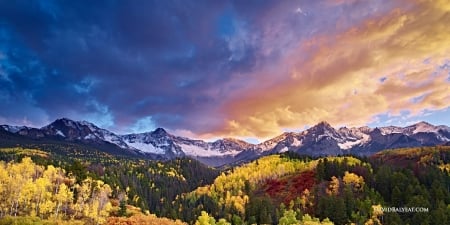 San Juan Mountains, Colorado - sky, autumn, landscape, trees, clouds, sunset, colors