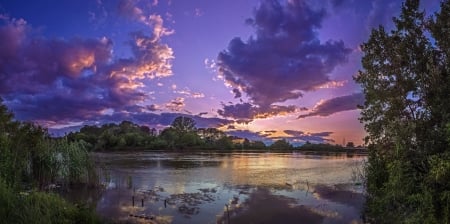 Sunset in Axios River, Macedonia, Greece - River, Sunset, Greece, Nature