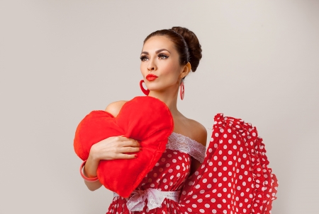 Happy Valentine's Day! - heart, woman, red, model, valentine, girl, dot