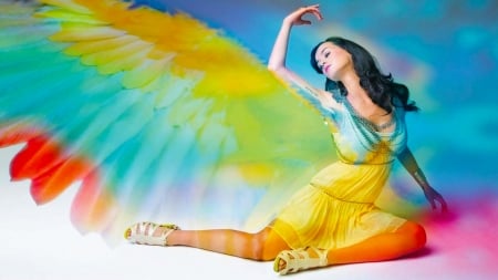 Katy Angel - katy perry, digital, pretty, beautiful, girl, art, wings, fantasy, singer, female, woman, angel, colorful