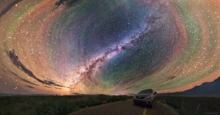 Colorful Airglow Bands Surround Milky Way - fun, stars, cool, galaxies, space