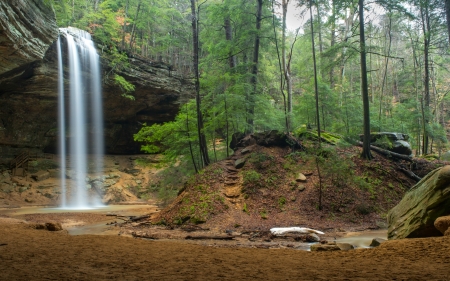 Ash Cave in the Hockings Hills, Ohio - nature, cave, waterfall, usa