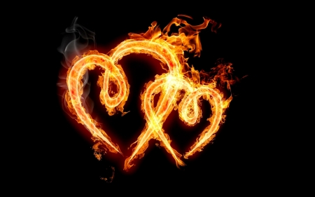 Happy Valentine's Day! - black, heart, fire, valentine, orange, card