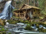 Watermill by Waterfall