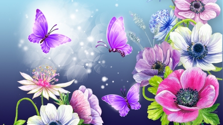 Florals Purple Butterflies