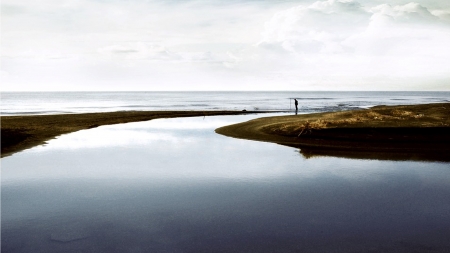 The Thinking Man - thoughtful, beach, lost, sad, sea, remember, man