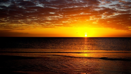 Ocean Sunset - clouds, sunset, nature, ocean, reflection, sky