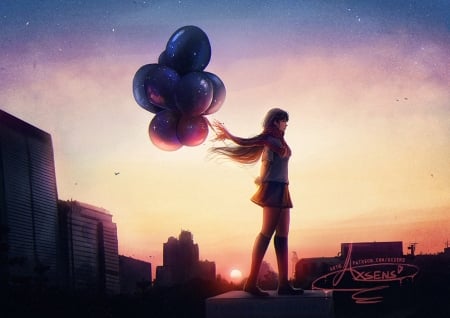 ♥ - abstract, balloons, anime, art