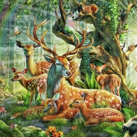 Deer family in the forest