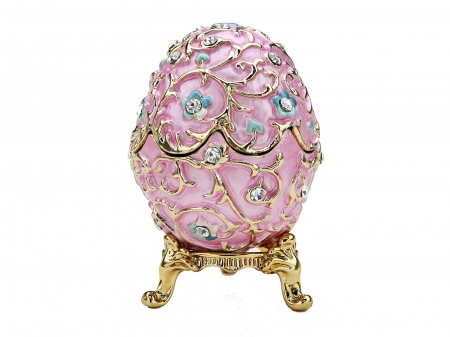 Happy Easter! - white, faberge, pink, blue, easter, card, egg