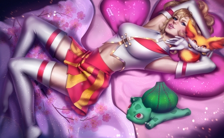 Serena - girl, pink, serena, toy, fantasy, red, green, ayyasap, luminos