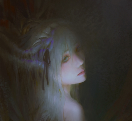 Humanoid boundary - fantasy, void, akira ko, humanoid boundary, girl, face, art, luminos