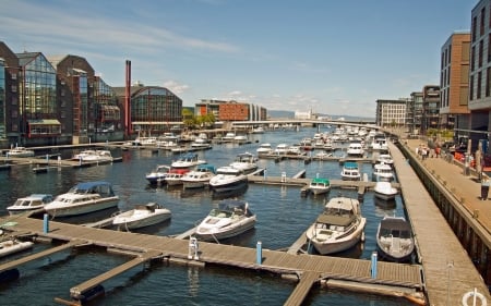 Boats in Marina - boats, city, marina, water