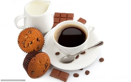 Coffee, Milk and Candies - drink, coffee, milk, food, candies