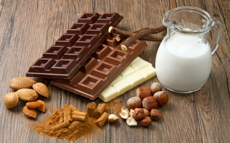 Chocolate - nuts, chocolate, milk, almonds