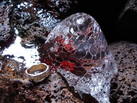 ice and gold - ring, cave, ice, gold