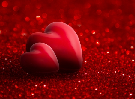 Happy Valentine's Day! - heart, red, glitter, valentine, card