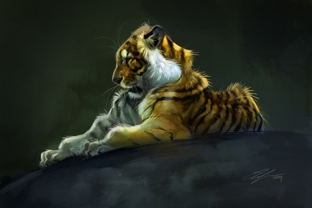 Tiger - fantasy, animal, tigru, art, tiger