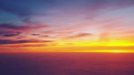 Calming Sunset Over the Ocean - nature, calm, sky, ocean, clouds