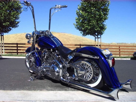 Lowrider Harley - blue, harley, davidson, lowrider, motorbike