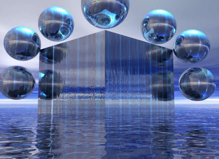 Square Orbs - abstract, blue, 3d