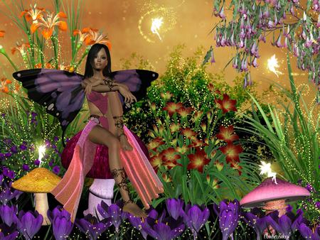 Fairy - abstract, flowers, fairy, fantasy