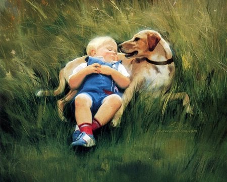 best friends - boy, dog, children