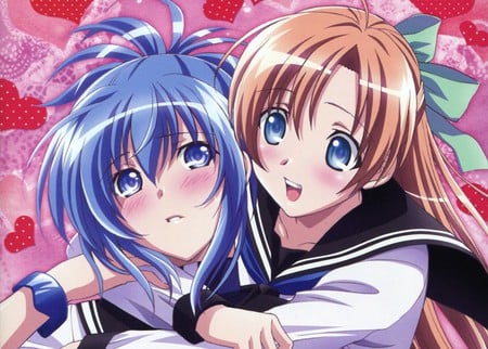 kampfer love - girls, pink, blue, anime, kampfer, cute